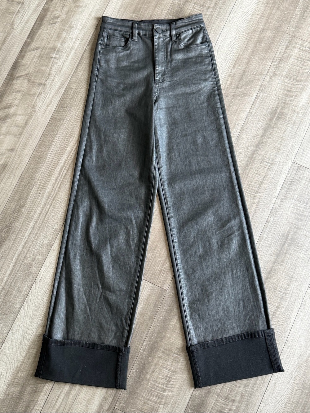 BLANKNYC The Franklin Ribcage Wide Leg Jeans Women’s Sz 25 Black Denim High Rise